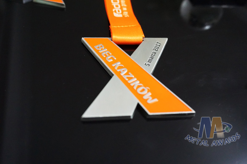 X Shape Both Side Metal Award Running Medals With Lanyard Or Sulimated Ribbon