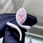 18k Marquise Shape Luxury Design Women Ring Pink Lab Grown Diamond Ring For