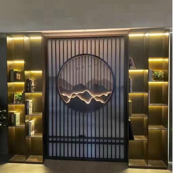Golden decorative metal frame room divider wall panel