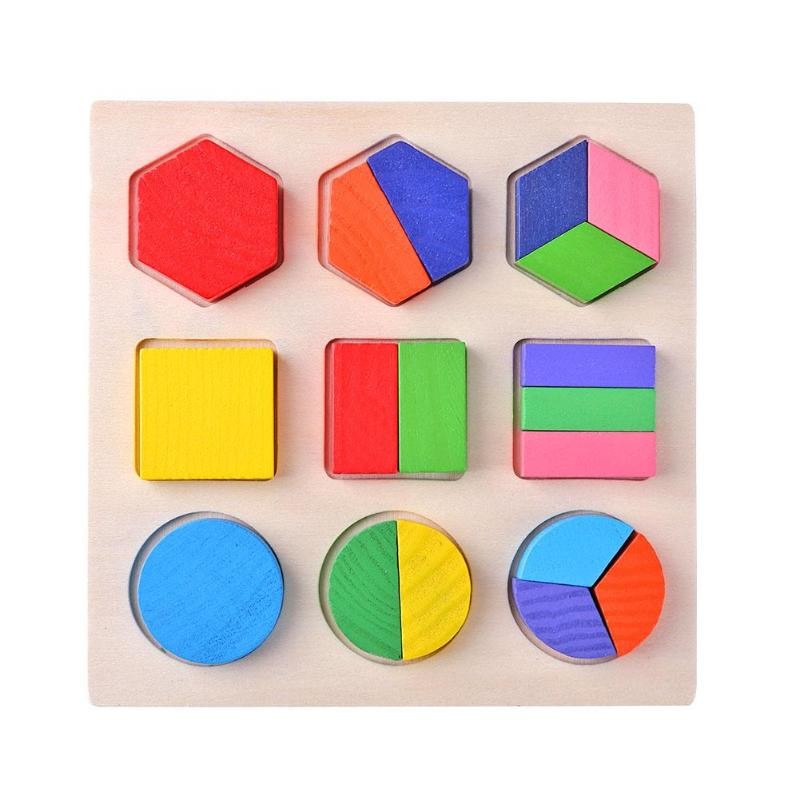 Sorting Wooden Montessori Baby Toys Geometric Wooden Blocks 15cm Preschool