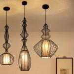 Black Chandeliers Iron Cage Hollow American Living Room Bar Decorative