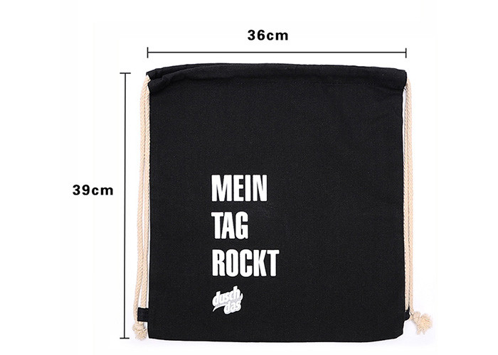 39*30cm Canvas Drawstring Bag Backpack Embroidery Printing OEM ODM