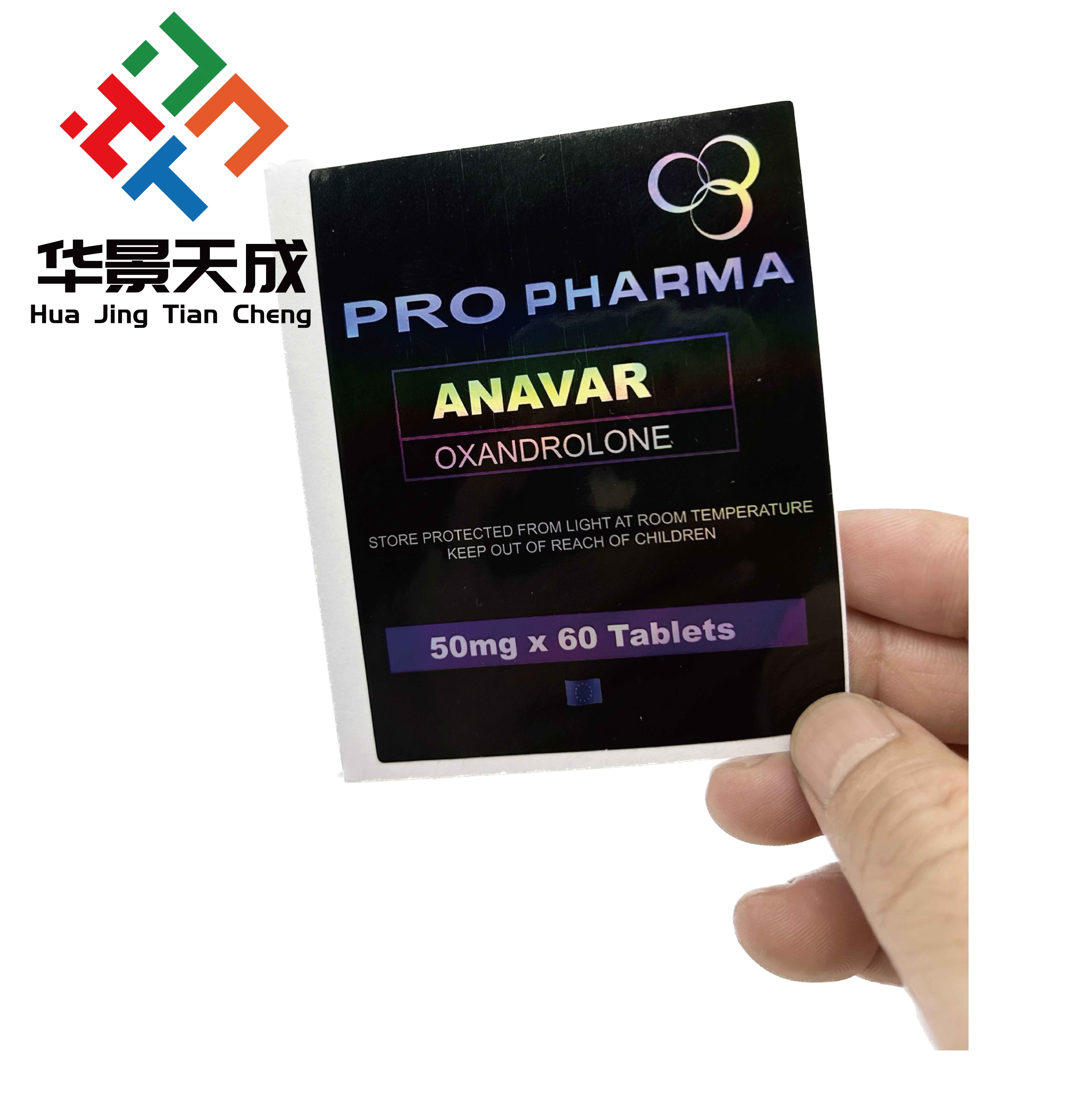 Anavar Oxandrolone 50 Tablets Pill BAGS Label Hologram Printing Waterproof Pharmaceutical Usage
