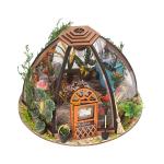 Wooden DIY Miniature Dollhouse With Furniture Gardening Tool LED Light Battery