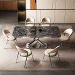 Luxury Stainless Steel Marble Square Dining Room Tables Length 1.8M