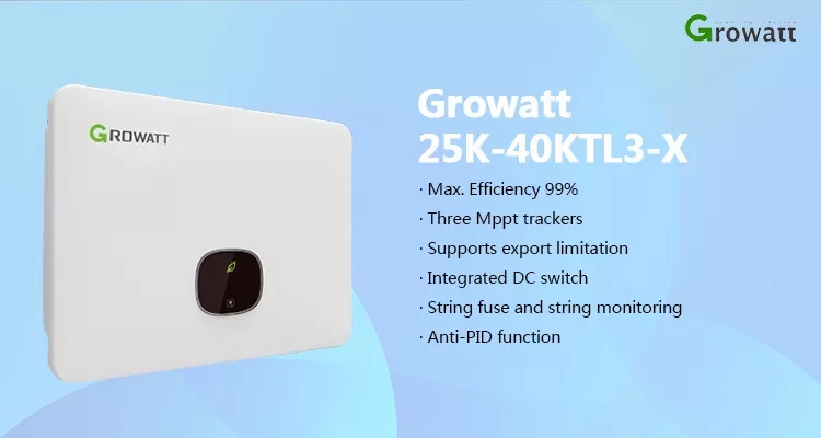 Growatt MID 25-40KTL3-X 30kW 40kW Solar Inverters Hybrid 5 Easy to Install Weight 29.5KG