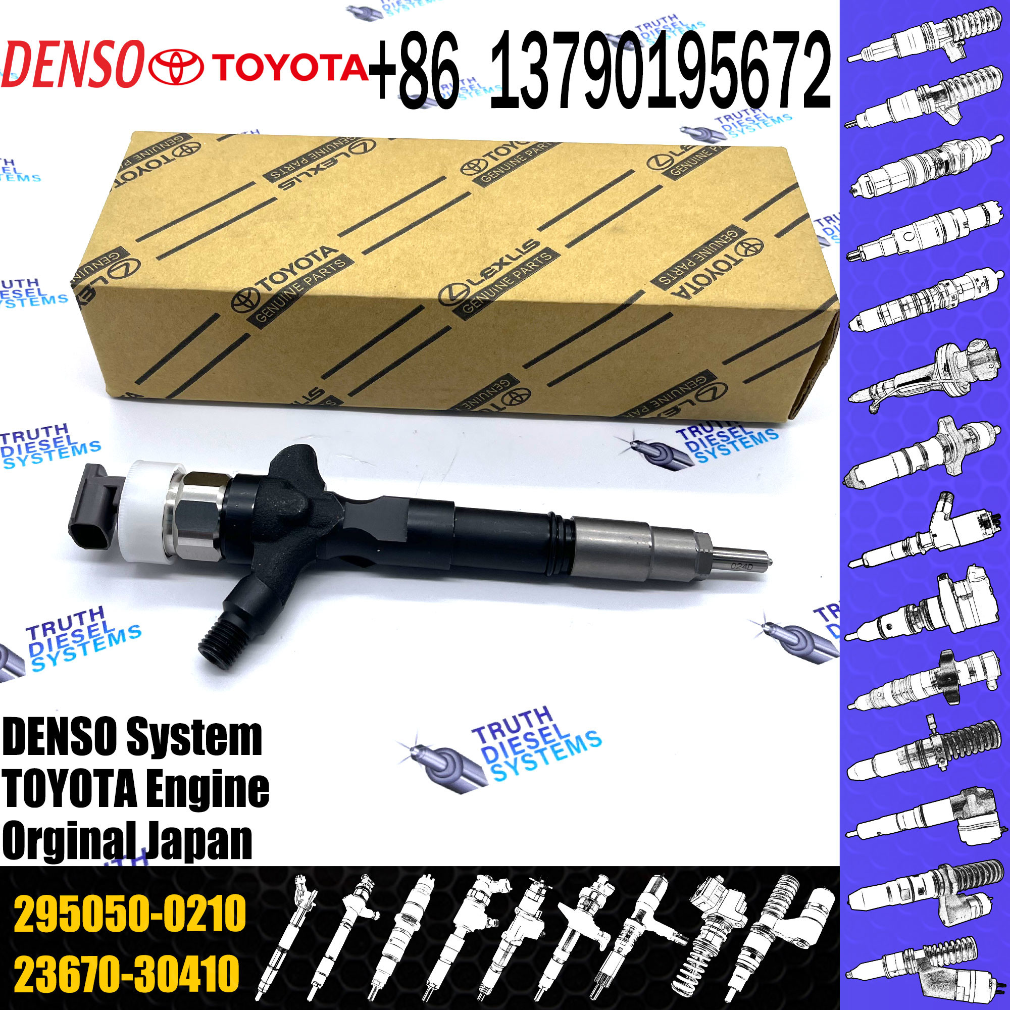 Common Rail Fuel Injector 23670-30410 Common Rail Injetor 295050-0210 For TOYOTA 1KD-FTV