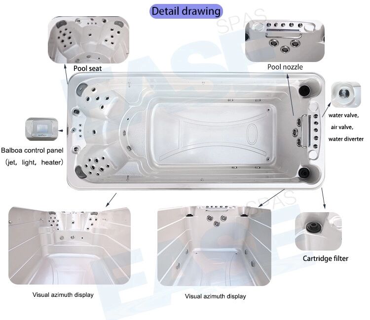Outdoor Swimming Pool Cold Plunge Whirlpool Tubs Luxury Endless Swim Pool For Jacuzzi Air Massage Swim Pool For Garden