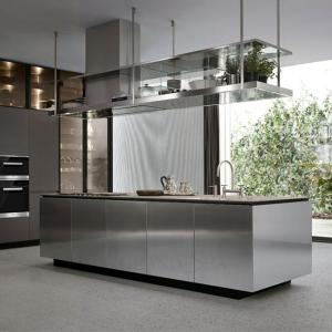 Wholesale Customized Size Stainless Steel Kitchen Cabinets Beveled Edge Luxury from china suppliers