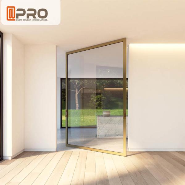 Aluminum Insulating Glass Pivot Entrance Doors For Apartment Main Gate Glass