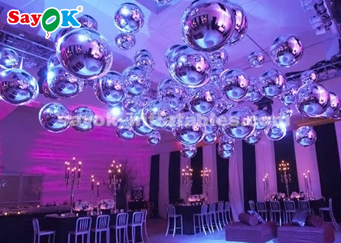 Gold Mirror Ball Lightweight Silver Dia 2m Inflatable Balloon For Advertising Easy To Carry