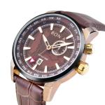 304L Stainless Steel Luxury Leather Watch 5ATM Water Resistant For Men