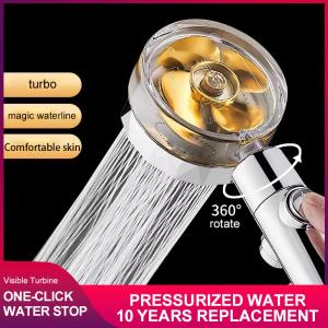 China Small Waist Turbocharged Shower Water Filter Handheld Turbo Propeller Shower Head on sale