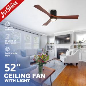 Wholesale Modern 3 Blade Natural Wood LED Flush Mounted Ceiling Fan with 5 Speeds DC Motor from china suppliers