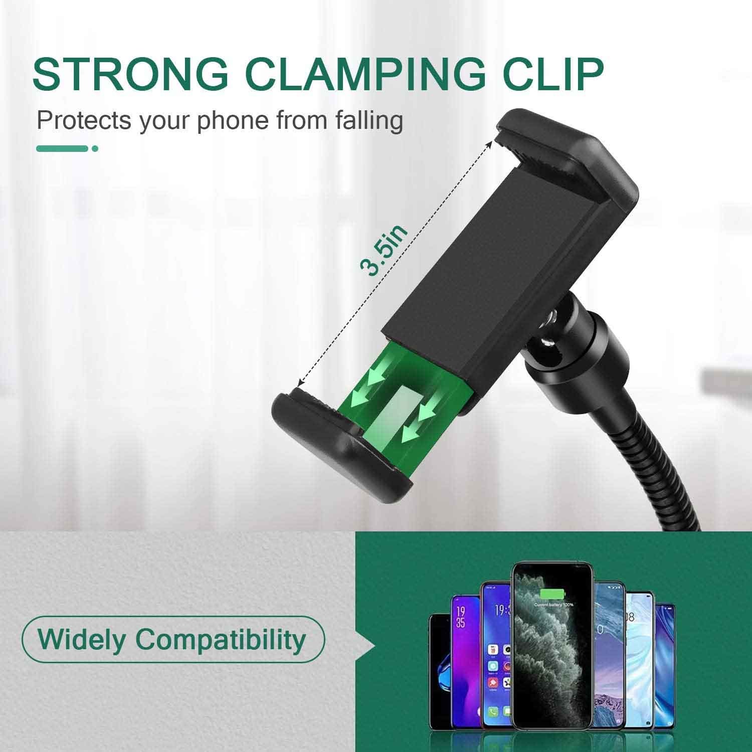 RoHS Overhead Flexible Gooseneck Phone Holder For Live Streaming Drawing