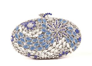 Wholesale Shell Shaped Crystal Evening Clutch Bags Silver Colored For Women Wedding from china suppliers
