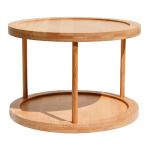 Bathroom Bamboo Cosmetic Organizer Storage 360 Rotation Multifunctional