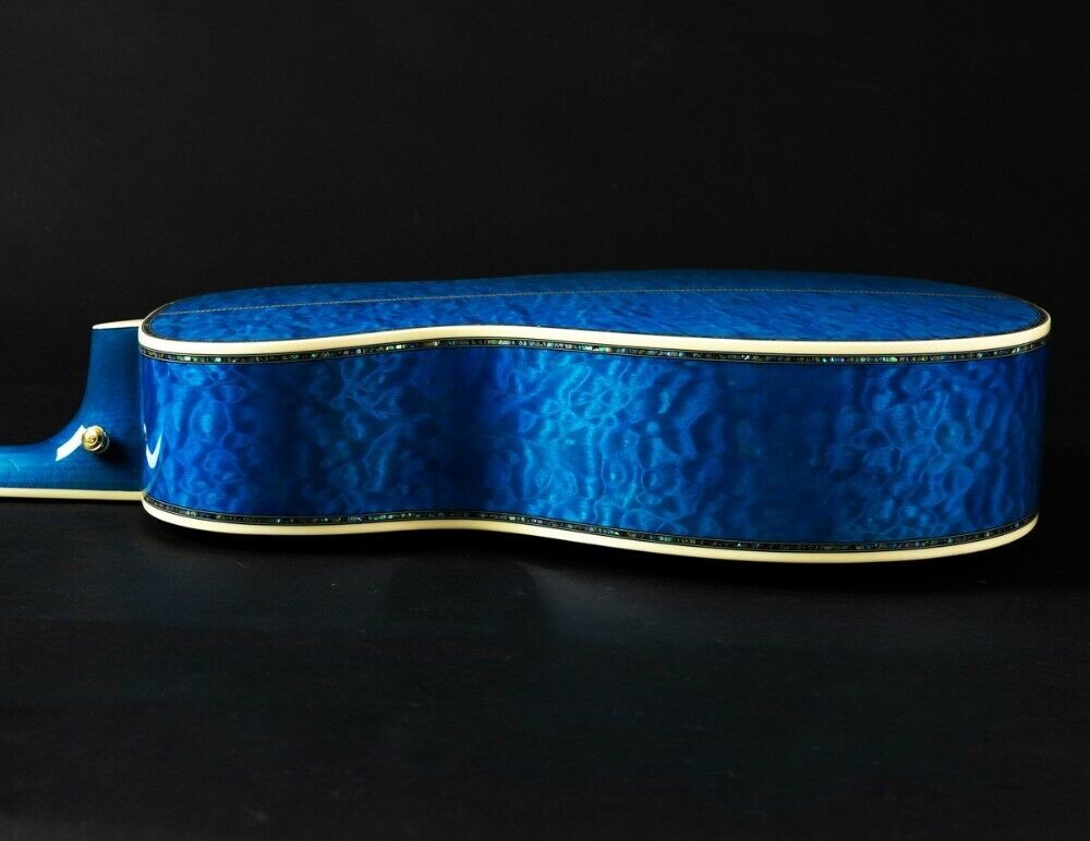 Abalone Blue Solid spruce top 40 inch OM style acoustic guitar Burst maple back