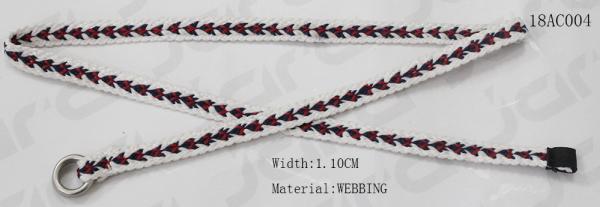 1.10cm Width White / Black Kids Braided Belt , Braided Polyester Young Girls