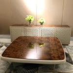 Leather 0.45m Cabinet Console Table Titanium Living Room TV