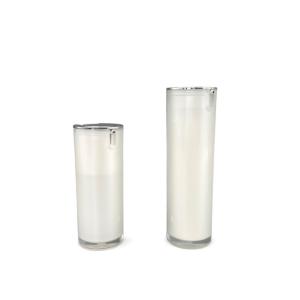 Wholesale Pearl White 30ml Airless Pump Bottle 50ml Acrylic Silver Metallized Round Shape from china suppliers
