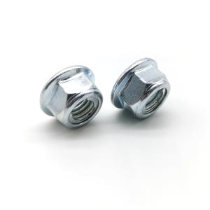 Wholesale ISO7044 Low Strength Carbon Steel Flange Nuts Blue White Zinc M10x1 25 Flange Lock Nut from china suppliers