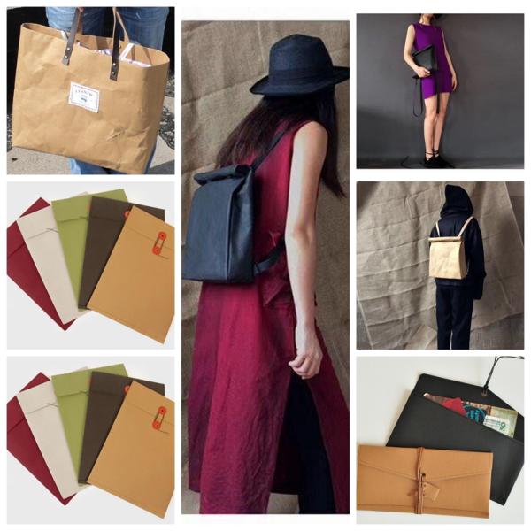 Biodegradable Sewable Washable Kraft Paper Fabric 0.55mm Thick 150cm Width