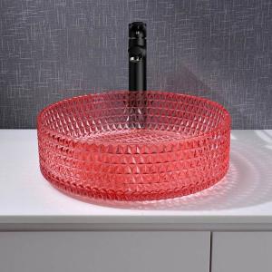 Wholesale Crystal Glass Red Hand Wash Basin Bathroom Vessel Sinks from china suppliers