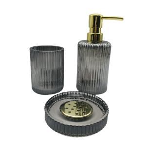 Wholesale Three-Piece Set Glass Bathroom Accessories Modern Style With Ion Nickle Plating from china suppliers