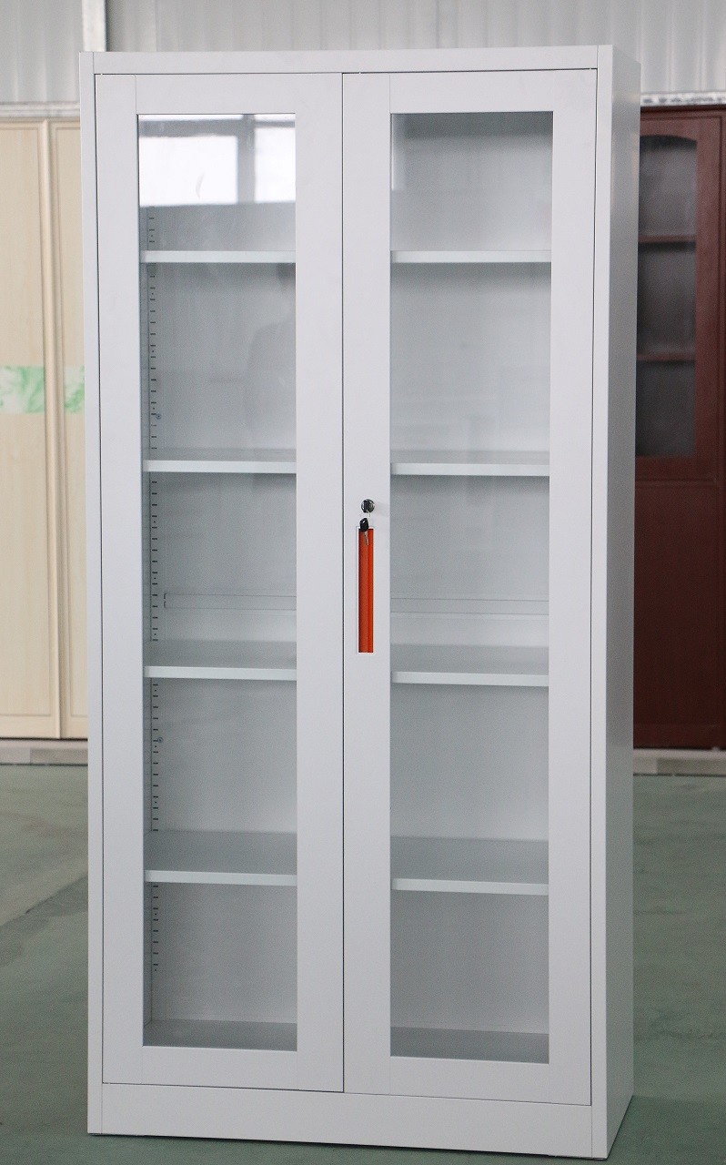 Glass Door Metal Office Cupboard Steel Powder Coating