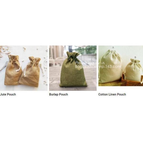 Candy Gift Pouch Bags with String Birthday Wedding Party Gift Jewlery Pouches Party Favor Jute Gift Bags Brown with Whit