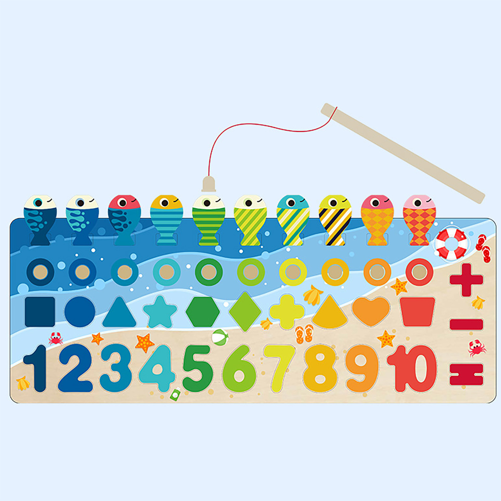 Math Fishing Educational Wooden Montessori Baby Toys 15cm