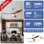 Energy Saving Low Power Plastic Ceiling Fan 220v 52 Inch 5 Speed Choice