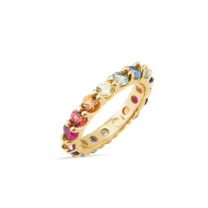 Wholesale Unique Prong Colorful Cubic Zircon Accessories Women 925 Sterling Silver Eternity Band Ring from china suppliers