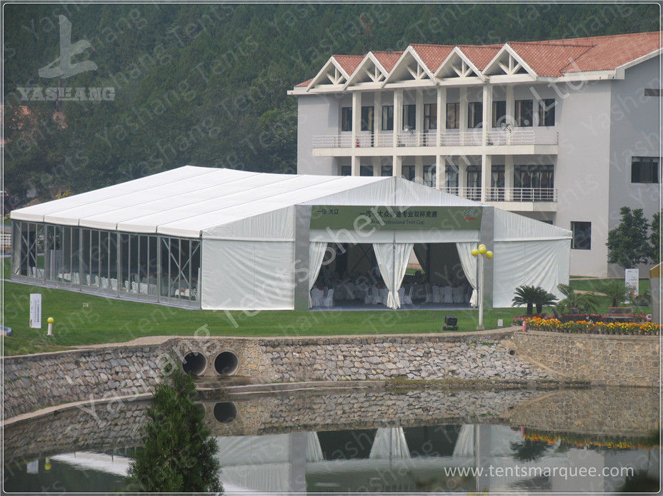 White PVC Fabric Cover Aluminum Frame  High Peak Canopy against Strong Sun