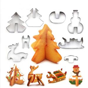 Wholesale DIY Stainless Steel Christmas Series Cookie Cutter 3D Biscuit Mold Set from china suppliers