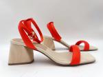 Orange Ladies Soft Leather Sandals Single Strap Open Toe With Soft Nappa Leather