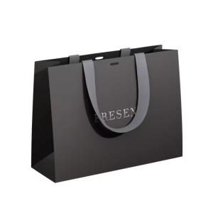 Wholesale Luxury Ribbon Handle Boutique Shopping Packaging Black Paper Bags With Logo from china suppliers