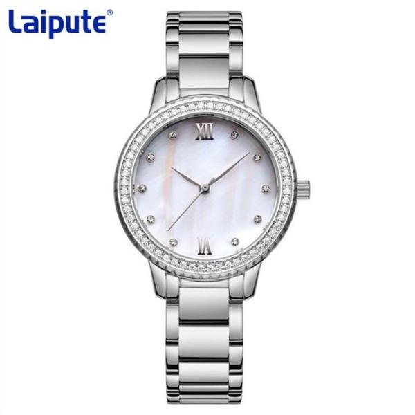 Turtle Back Buckle Stainless Steel Bracelet Watch Quartz Movement Women'S