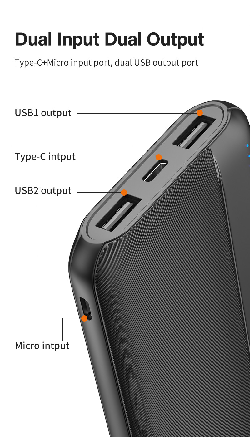 Portable Mobile Ultra Slim Power Bank 10000mah 20000mah Li Polymer Battery