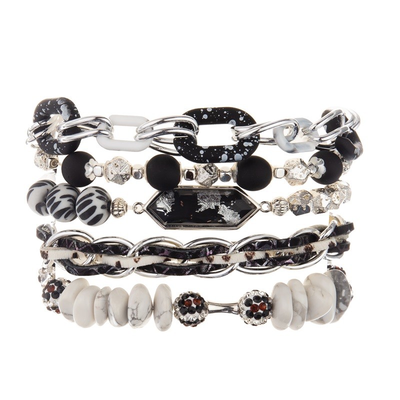 Miami Style Silver Chain Link Bracelet Magnetic Buckle