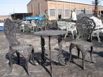 Aluminum Cast Iron Table And Chairs / Powder Coating Cast Iron Table Ends