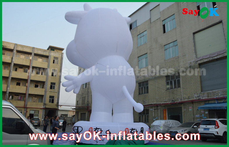 Custom Inflatable Cartoon Characters White Cattle 10m Height