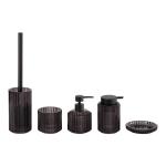 5pcs Glass Bathroom Accessories Set Black With Round Shape Ribbed Vertical
