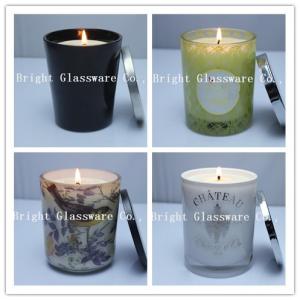 Wholesale Solid Black Glass Candle Holder , Candle Jar With Lid Cover from china suppliers