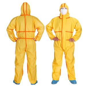 Wholesale Yellow Heavy Industry Type 3 Disposable Coveralls Chemical Fluids Protection Overalls from china suppliers