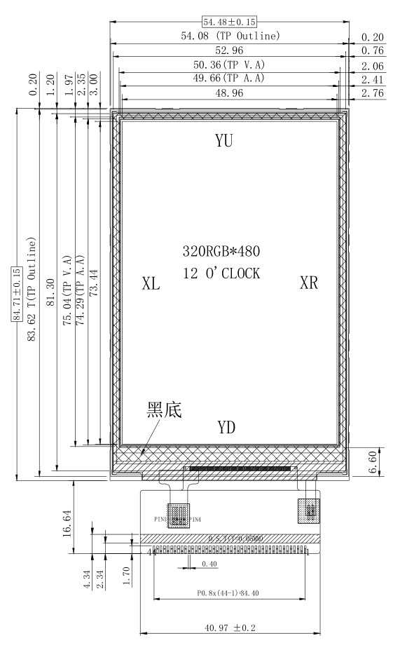 3.5 Inch Touch TFT LCD Display HVGA TN Type 320X480 MCU 16bit Interface