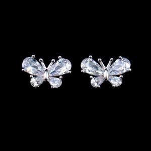 Wholesale Simple Butterfly Earrings Korean Style Silver Jewelry With CZ Insert Lovely Gift from china suppliers