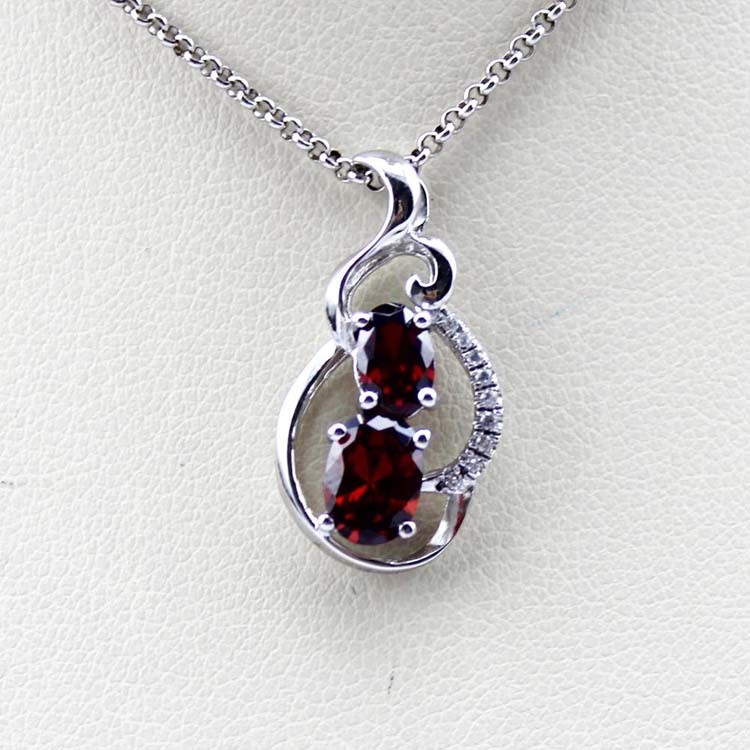 Sterling Silver Jewelry Yellow Citrine CZ Diamonds Two Stones Pendant (PSJ0389)