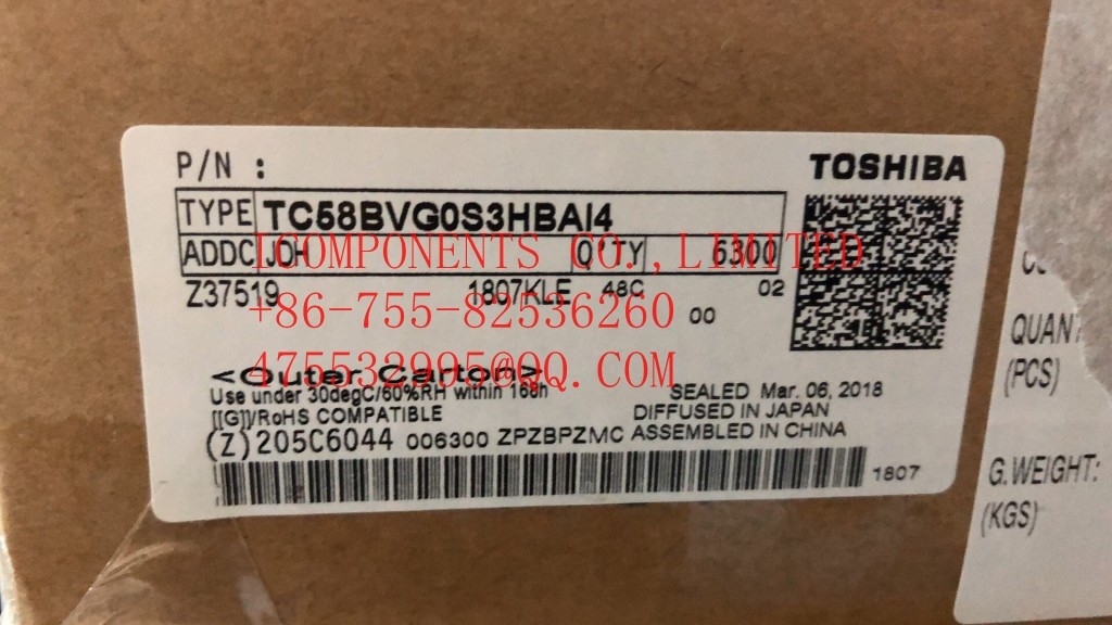 TC58NVG0S3HBAI4 TOSHIBA SLC NAND Flash Parallel 3.3V 1G-bit 128M x 8 63-Pin FBGA T/R
